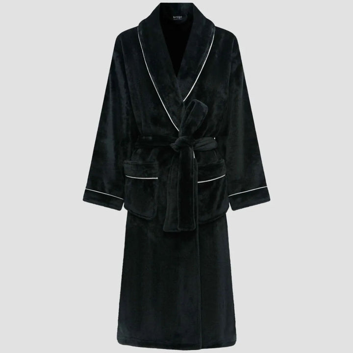 Brogo Bemboka Bath Robe With Piping | Charcoal/White