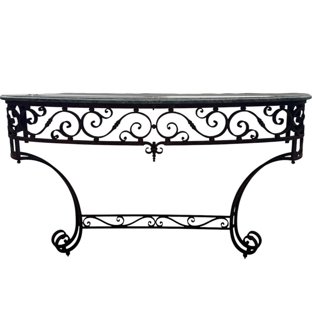 Decorative Iron Based Console with Marble Top | Sourced in Belgium