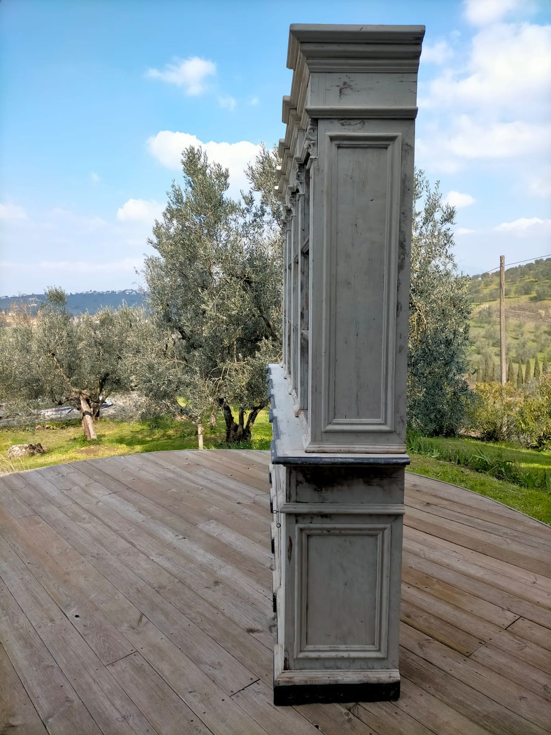 Italian Antique Grand Library Bookshelf | Painted Chestnut Wood | Circa 1895 (BOWRAL) - Suzie Anderson Home