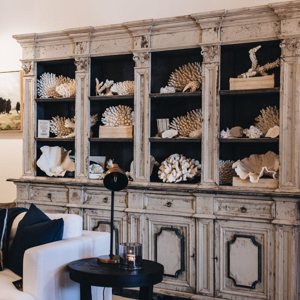 Italian Antique Grand Library Bookshelf | Painted Chestnut Wood | Circa 1895 (BOWRAL) - Suzie Anderson Home