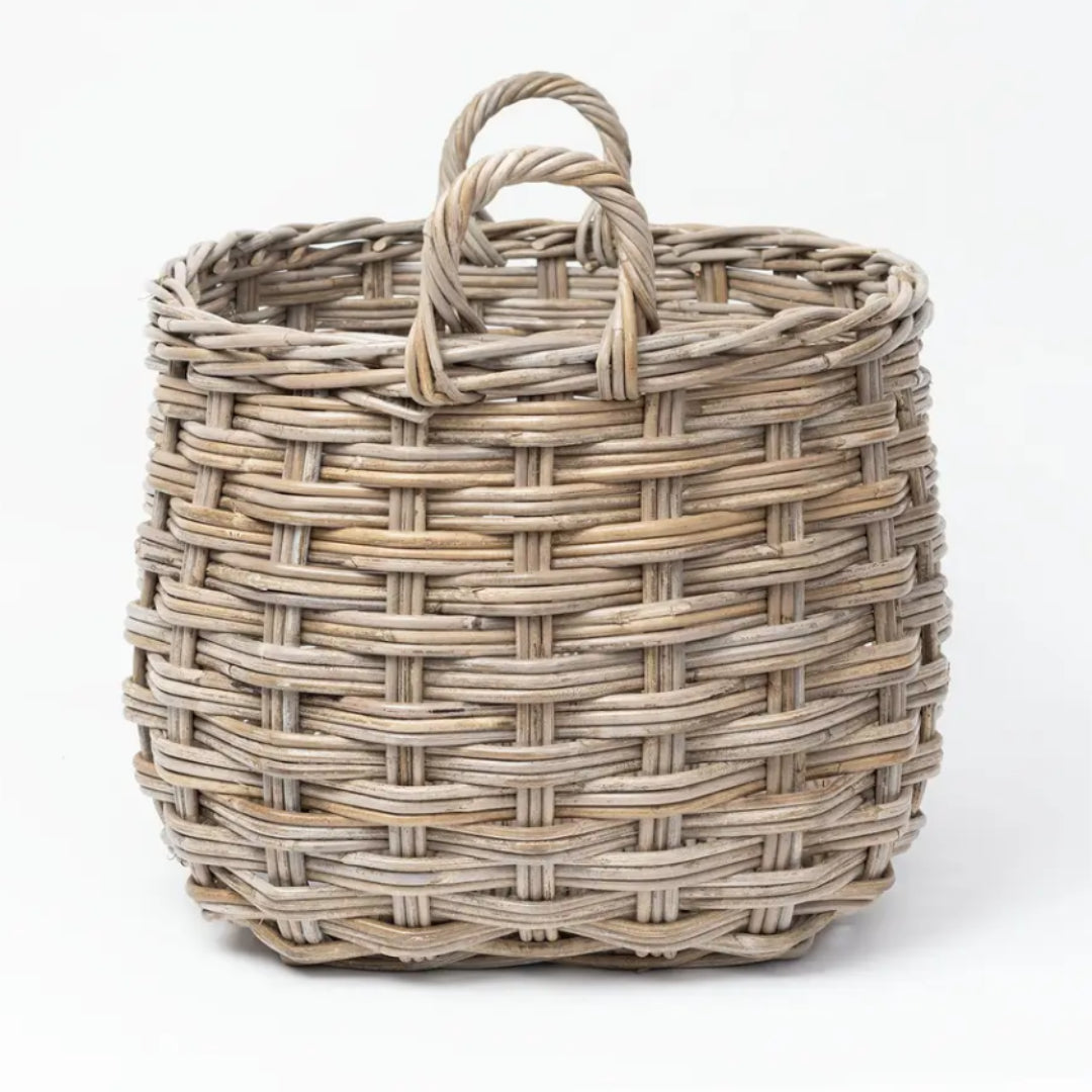 Mondo Kubu Rattan Basket with Handles | W48 x D57 x H46cm