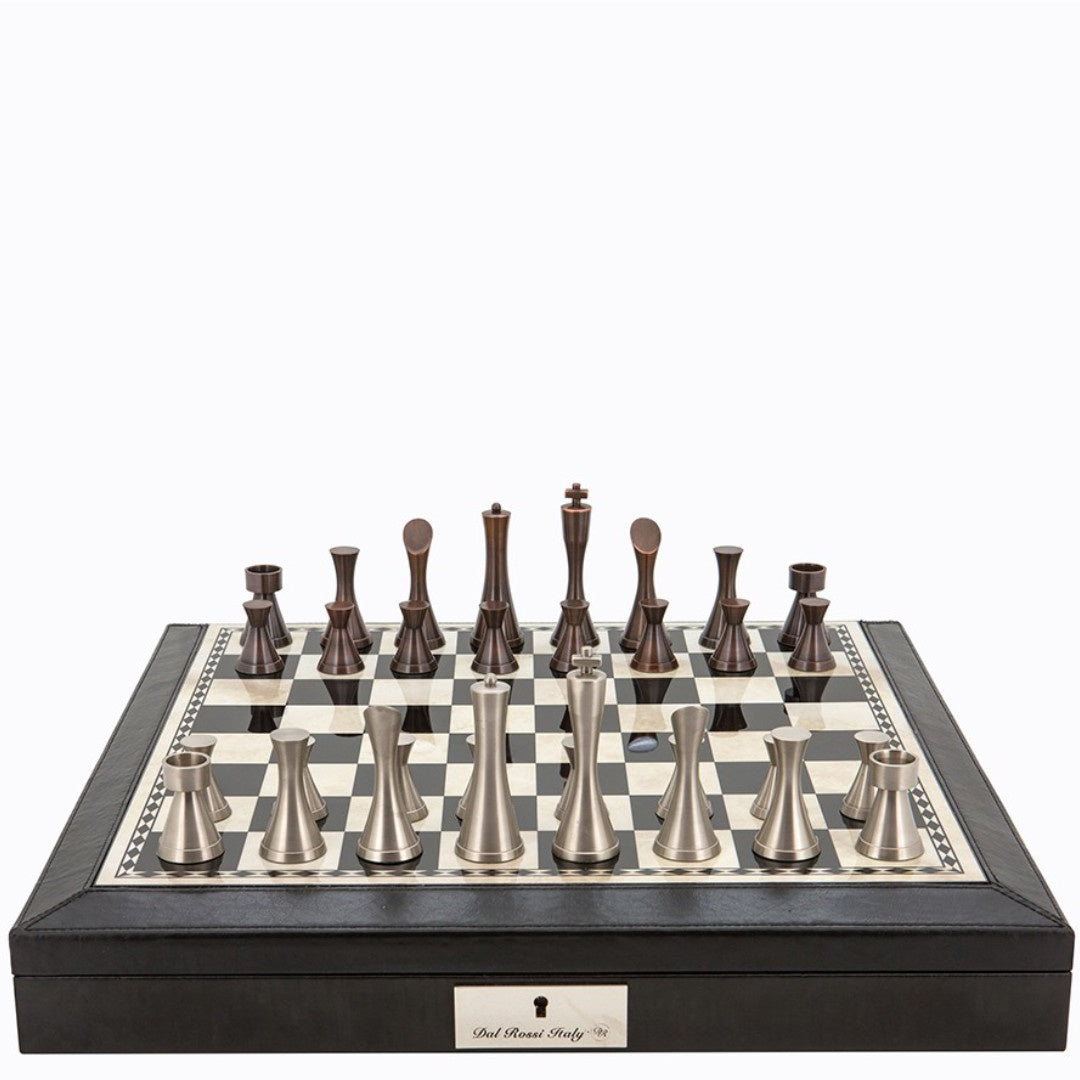 Dal Rossi Chess Set | Black Bevelled Edges | Contemporary pieces