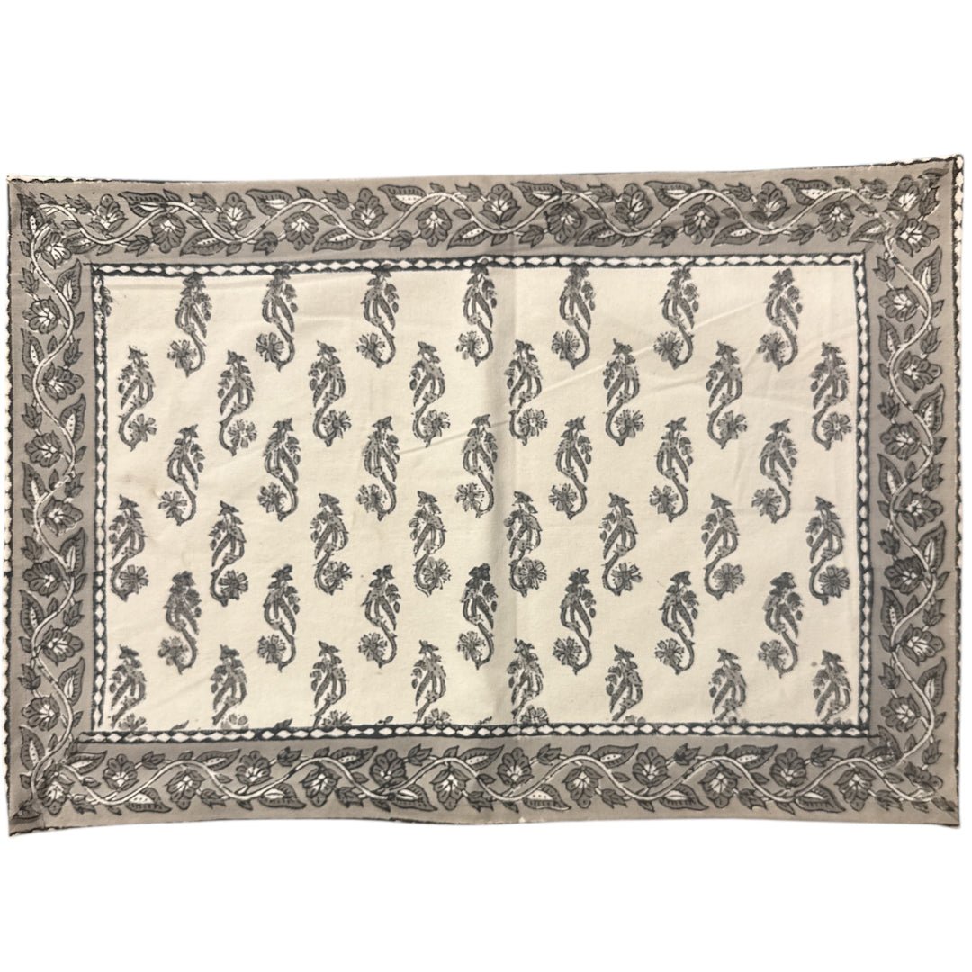 Jaipur Cotton Placemat & Napkin Set (6) | Grey & White | Bindi - Suzie Anderson Home