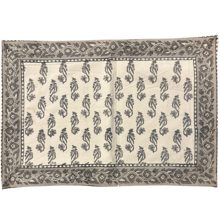 Jaipur Cotton Placemat & Napkin Set (6) | Grey & White | Bindi - Suzie Anderson Home
