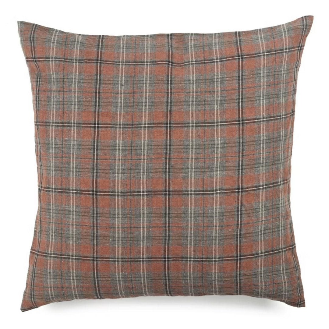 Jude Check Euro Pillow Sham | Linen | 65x65cm - Suzie Anderson Home