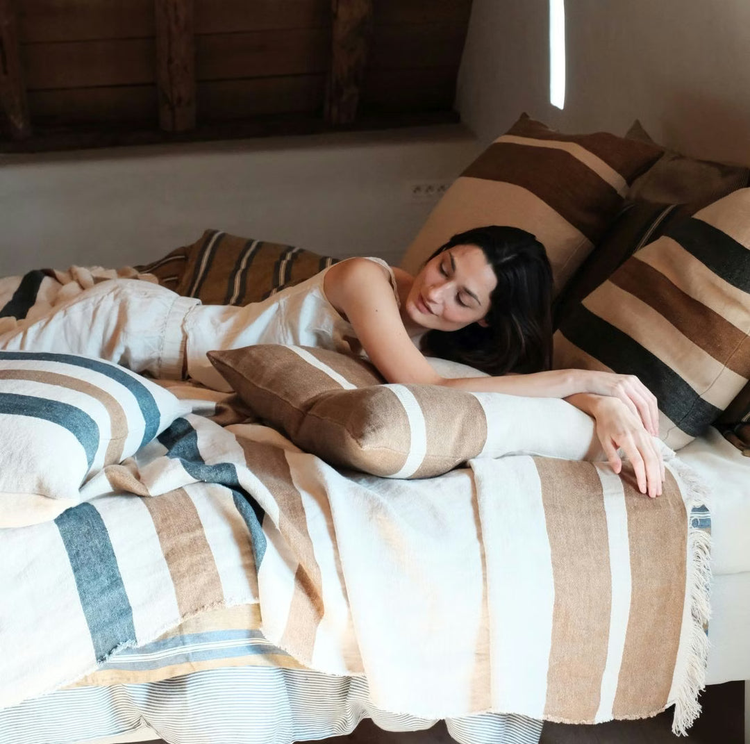 Julian Dakota Reversible Stripe Cushion Cover | Linen | 63x63cm