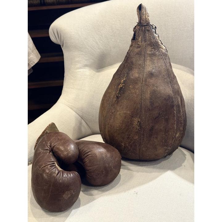 Small Vintage Leather Punching Bag | Sourced in Belgium