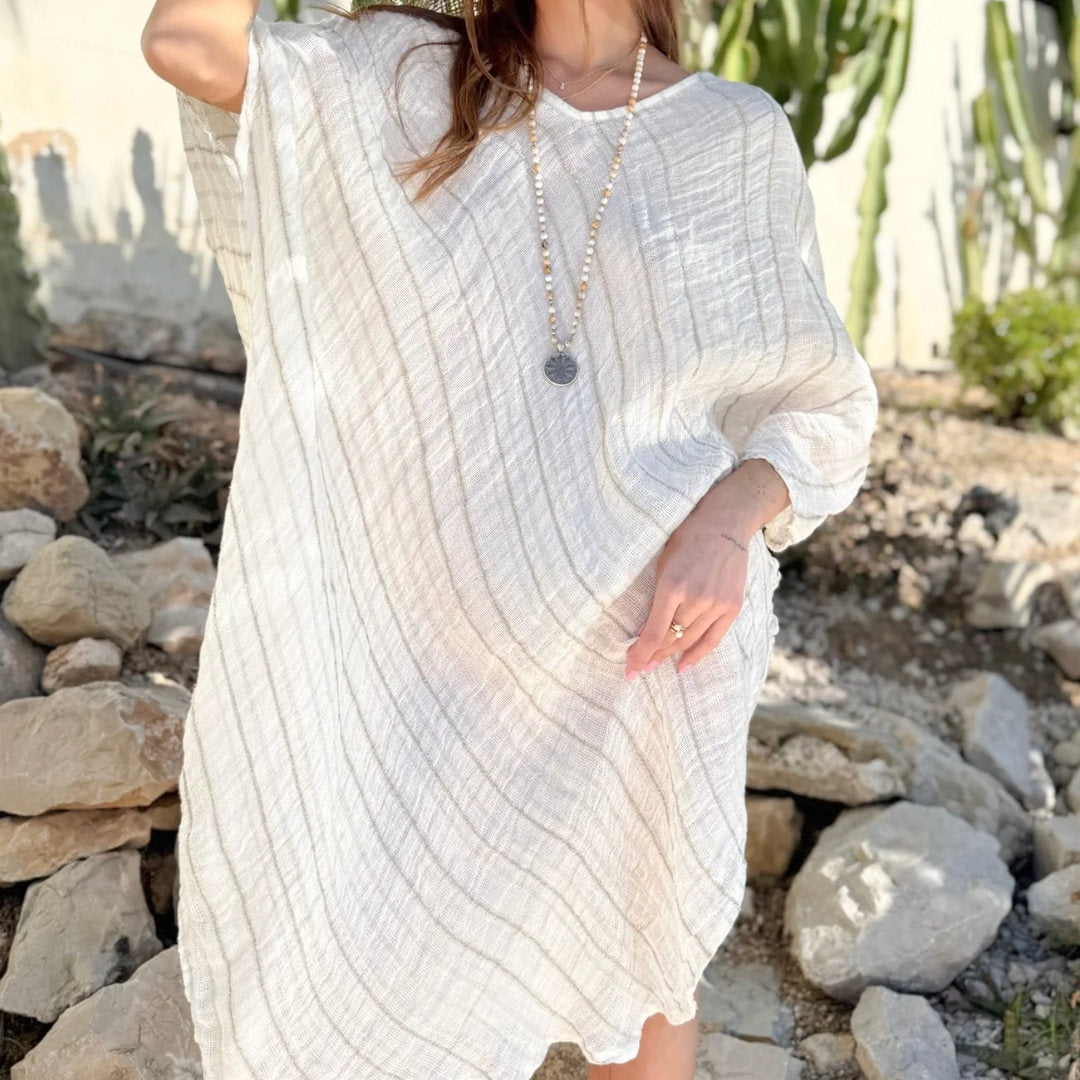 Bypias | Hallie Linen Kaftan | White Beige