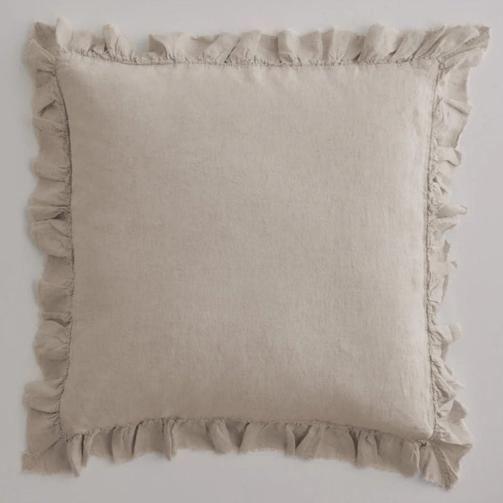 Kristine Linen Euro Pillowcase + Ruffle | Sable