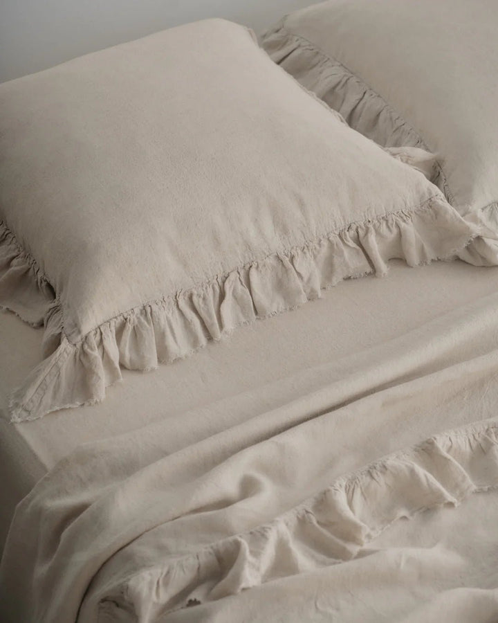 Kristine Linen Euro Pillowcase + Ruffle | Sable - Suzie Anderson Home