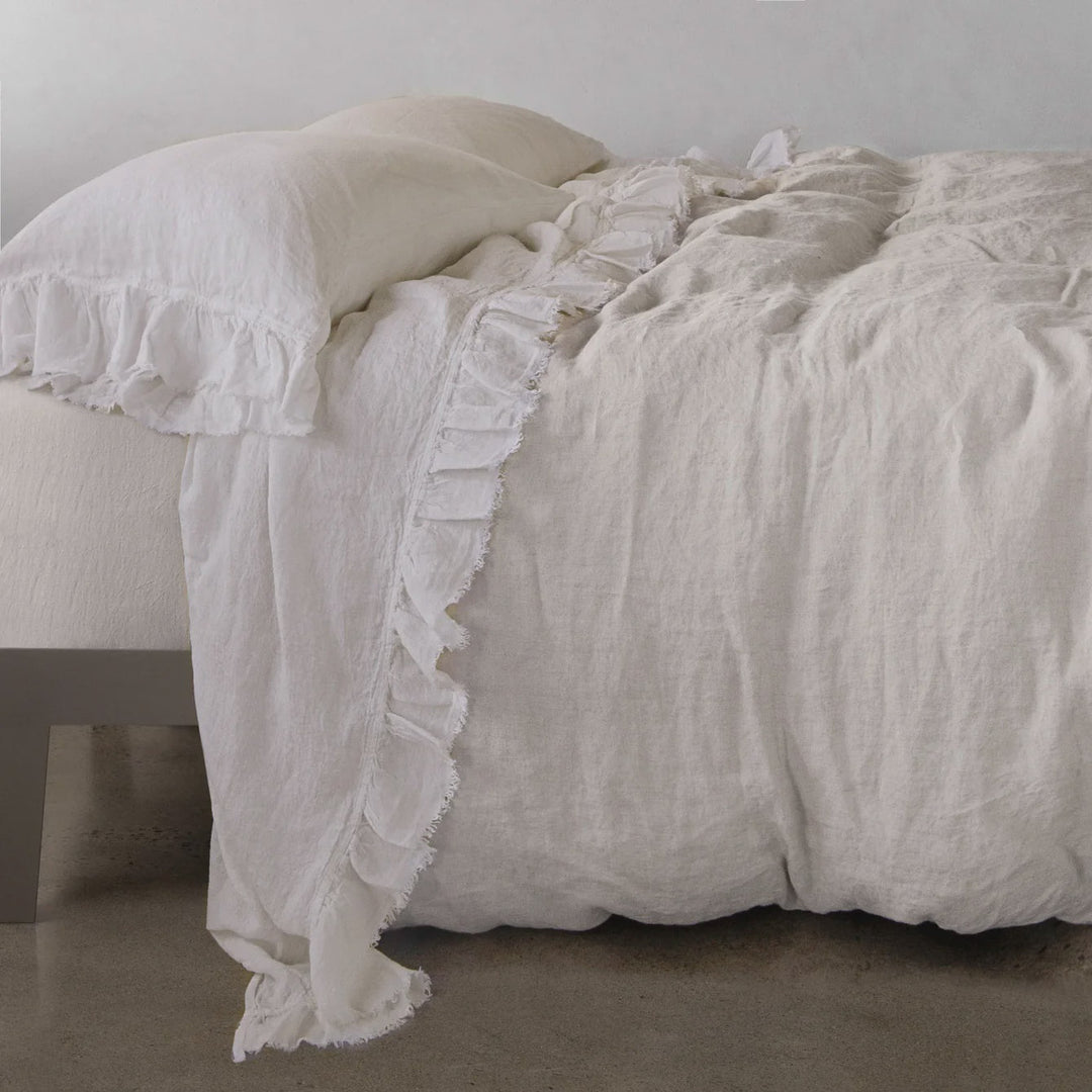 Kristine Linen Flat Sheet + Ruffle | Petra *NC - Suzie Anderson Home