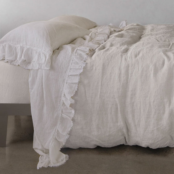 Kristine Linen Flat Sheet + Ruffle | Petra *NC - Suzie Anderson Home