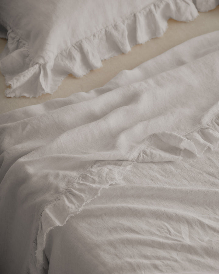 Kristine Linen Flat Sheet + Ruffle | Petra *NC - Suzie Anderson Home