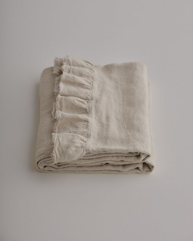 Kristine Linen Flat Sheet + Ruffle | Sable *NC - Suzie Anderson Home