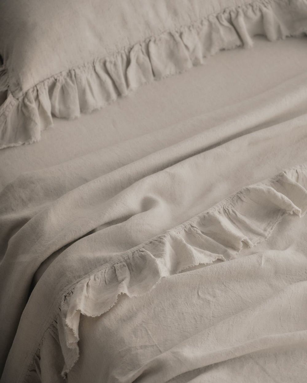 Kristine Linen Flat Sheet + Ruffle | Sable *NC - Suzie Anderson Home