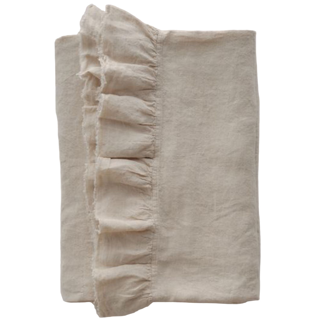 Kristine Linen Flat Sheet + Ruffle | Sable *NC - Suzie Anderson Home