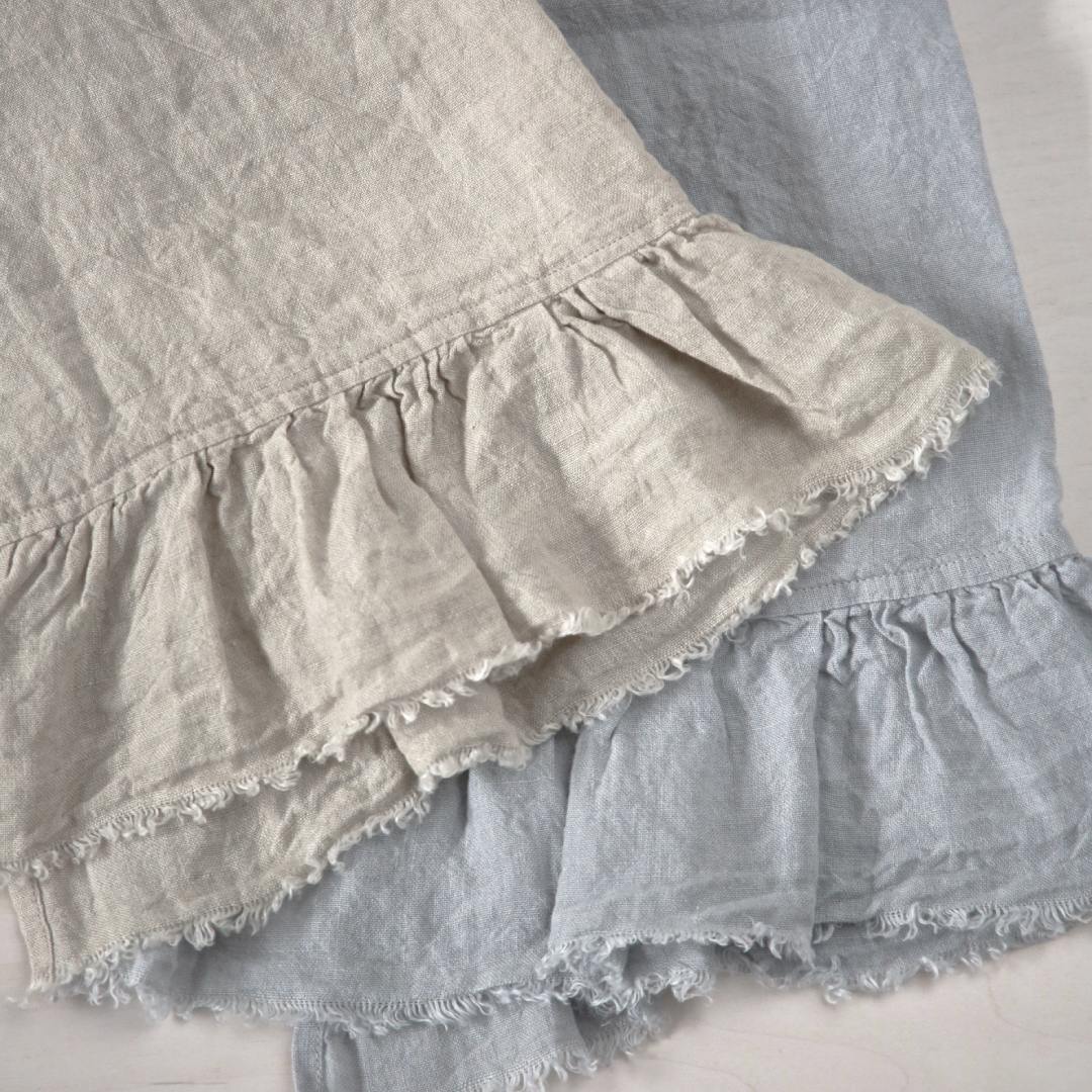 Kristine Linen Guest Towel + Ruffle | Fog - Suzie Anderson Home