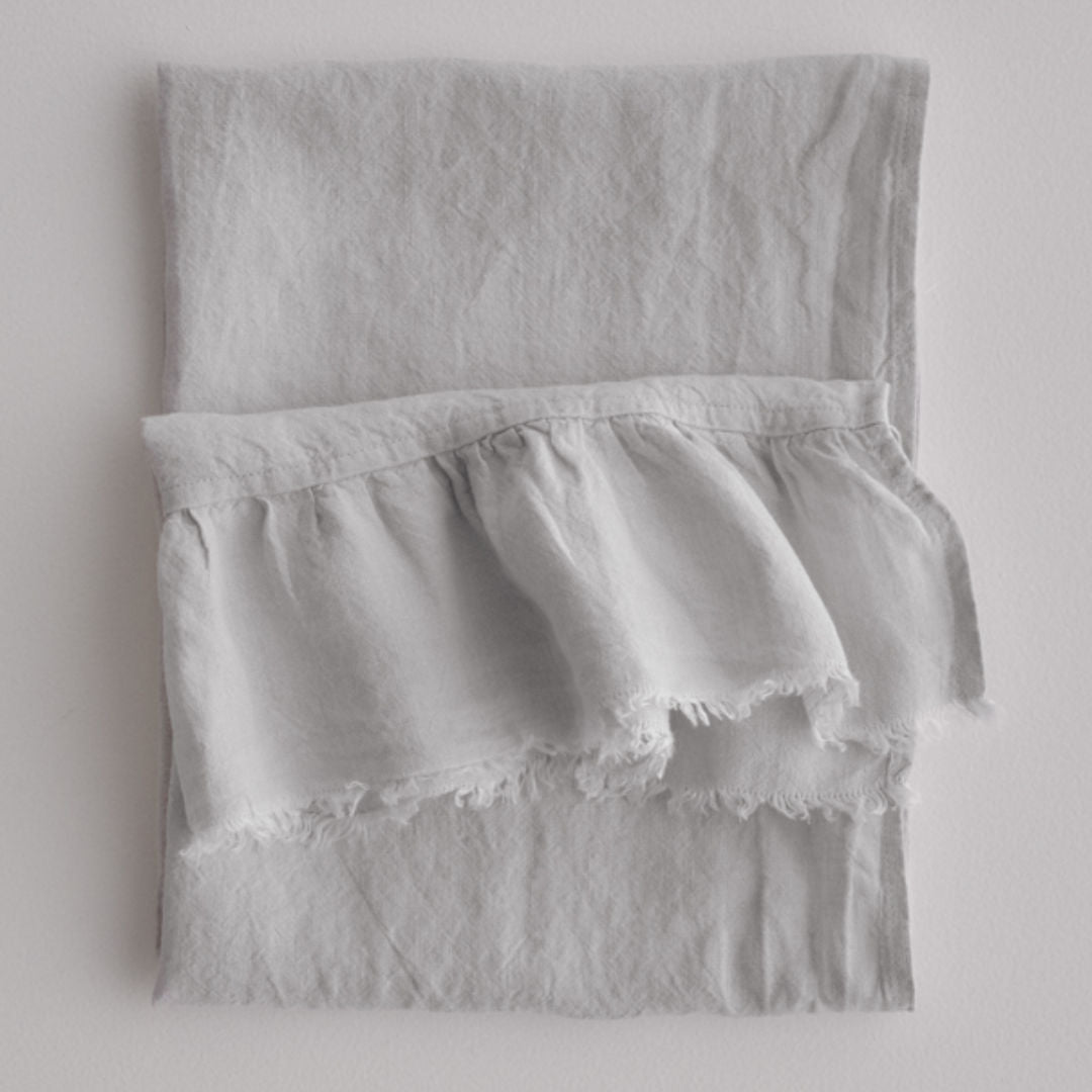 Kristine Linen Guest Towel + Ruffle | Fog - Suzie Anderson Home