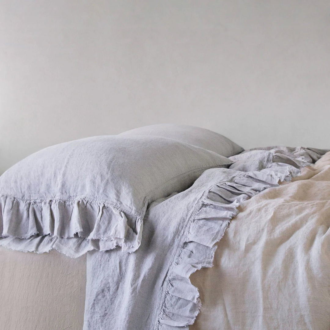 Kristine Standard Pillowcase + Ruffle | Fog - Suzie Anderson Home