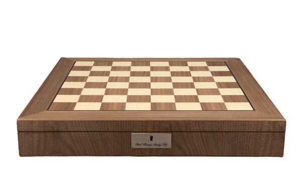 Dal Rossi Chess Set | 20" Lockable Walnut with Copper &amp; Bronze Pieces