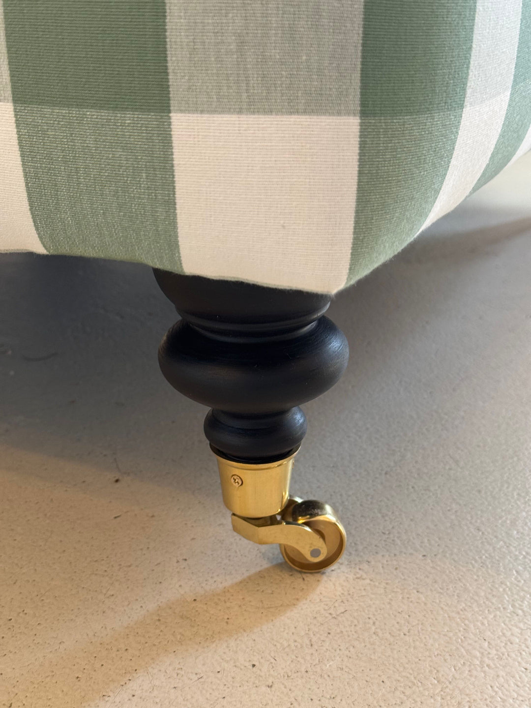 Carlton Armchair | Romo Kemble Celadon | Luxura Foam Seat | Incl Scatter Cushion | Bronze Castors
