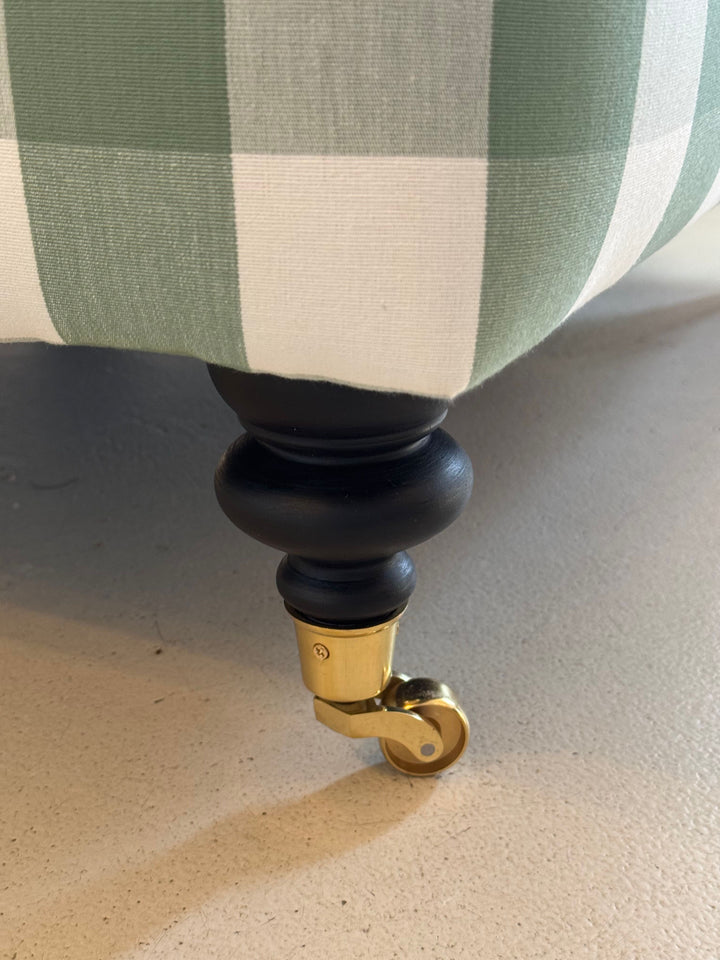 Carlton Armchair | Romo Kemble Celadon | Luxura Foam Seat | Incl Scatter Cushion | Bronze Castors