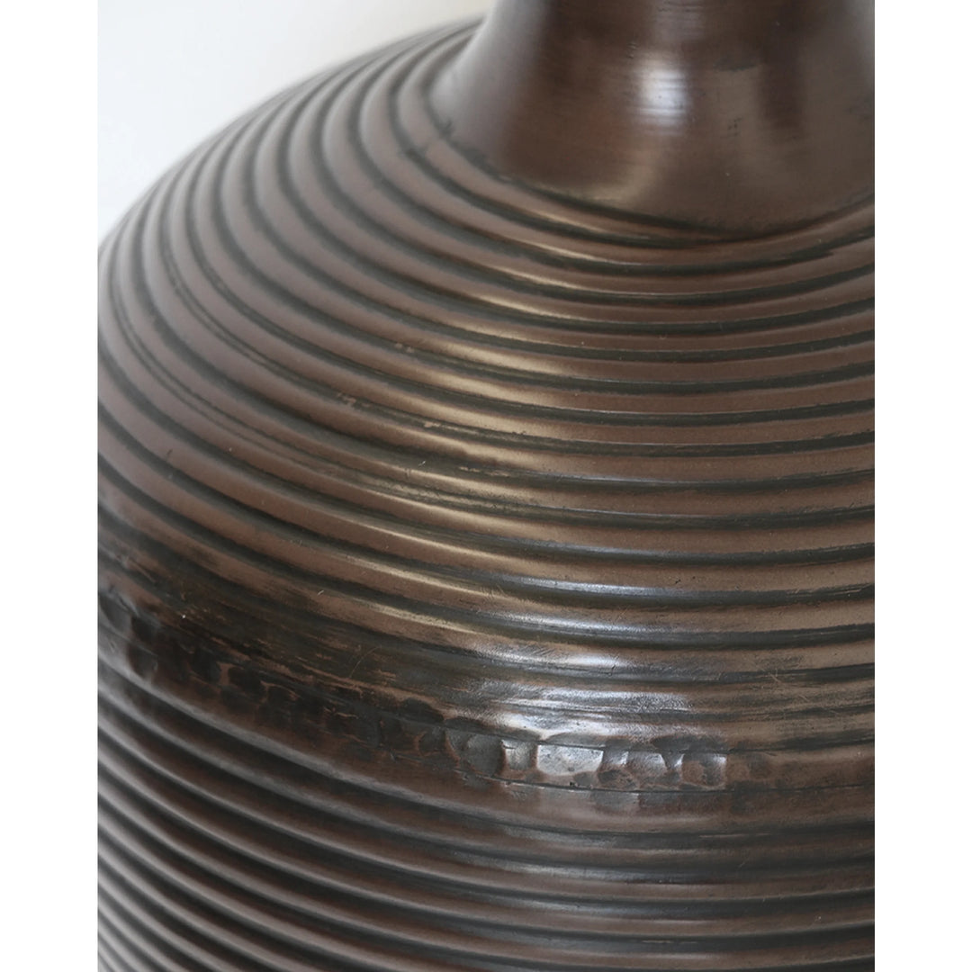 Morrocan Ridged Antique Black Aluminium Lamp Base | H38cm