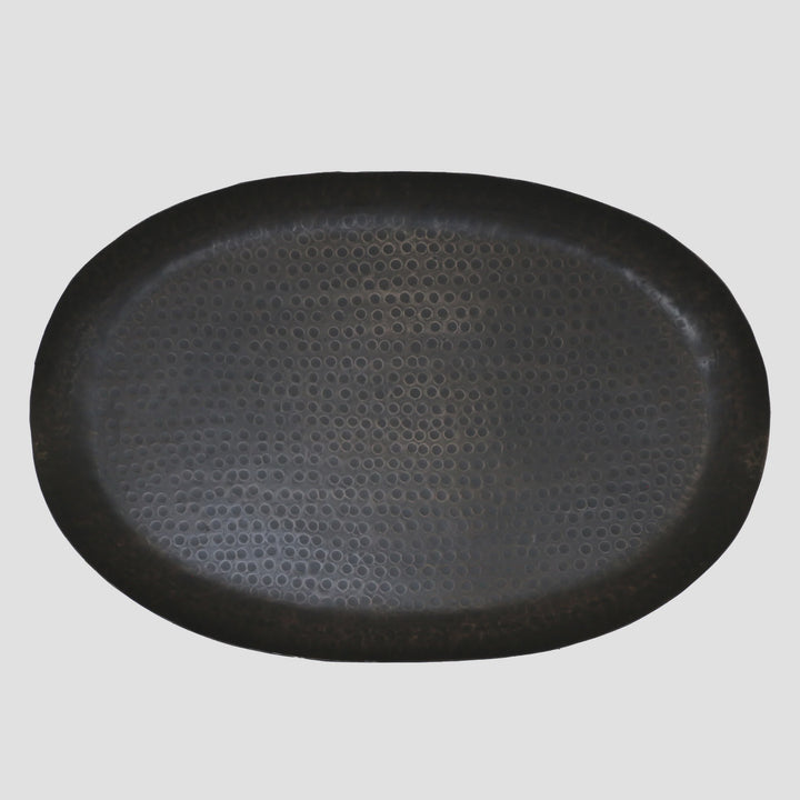 Moroccan Style Oval Bronze Tray | 42x62cm