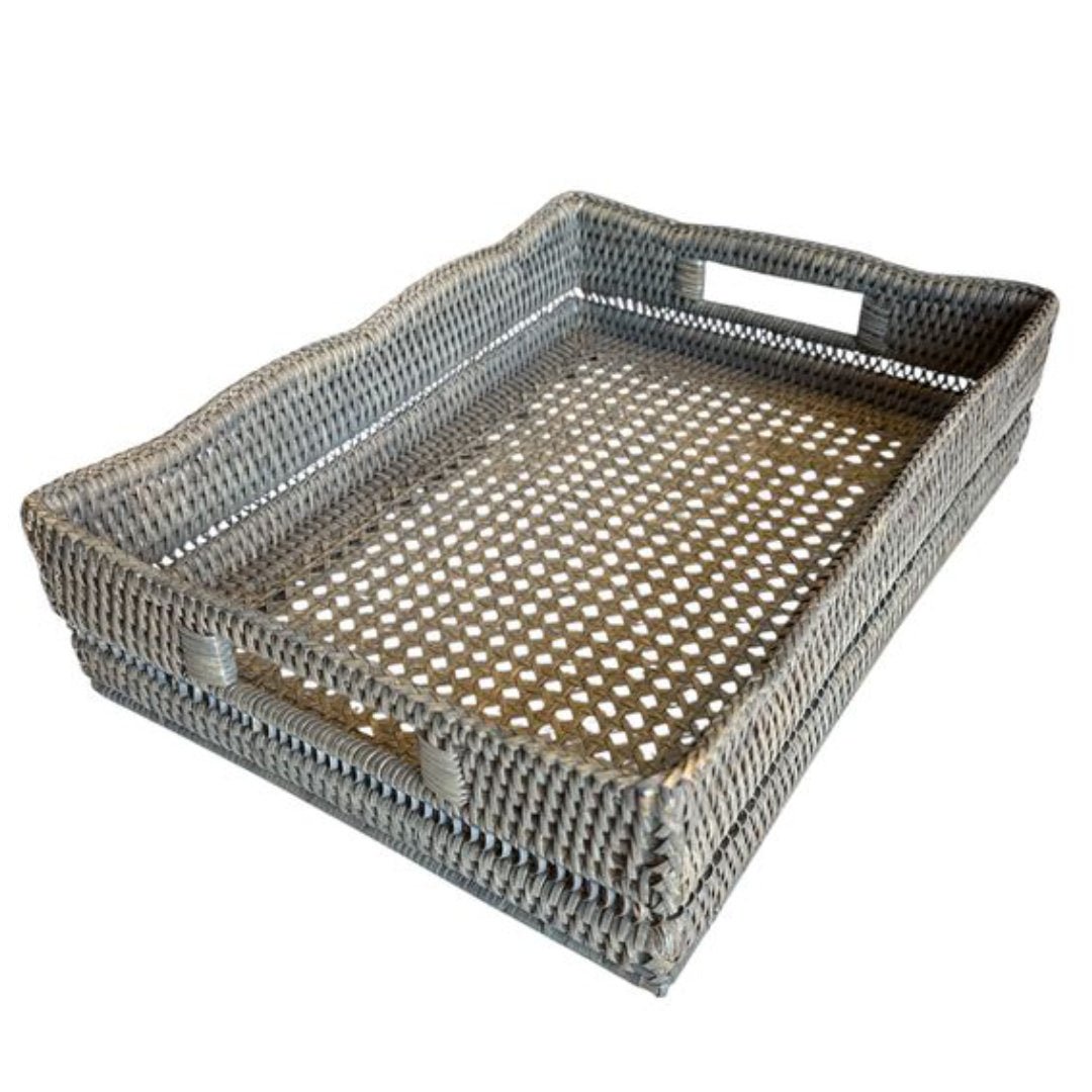 Lace Rattan Tray | Old Grey - Suzie Anderson Home