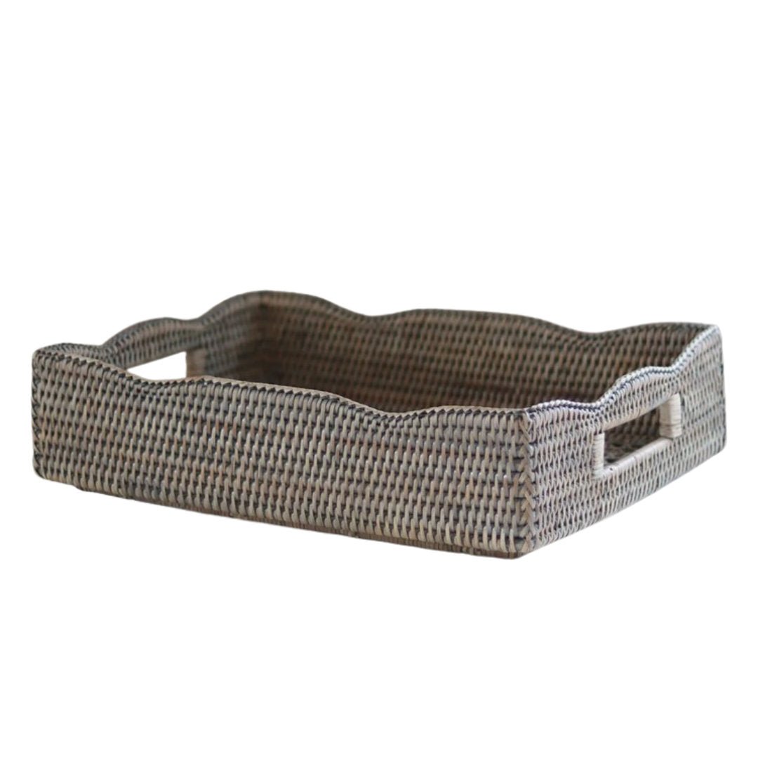 Lace Rattan Tray | Old Grey - Suzie Anderson Home