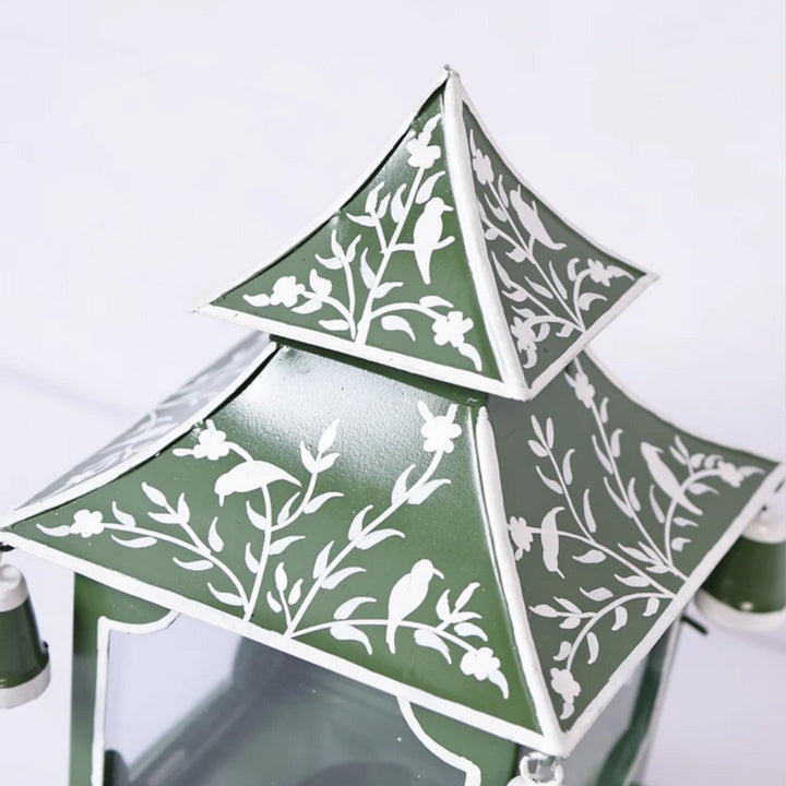 Green Pattern Large Pagoda Lantern | 32x19cm