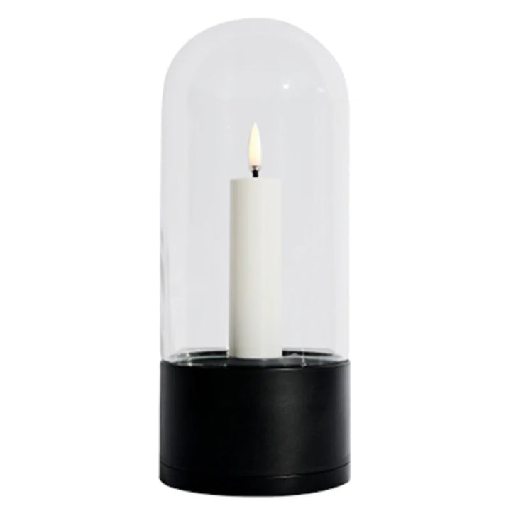 Outdoor Lantern with Flameless Candle | Glass Dome | Weather Resistant | Matte Black