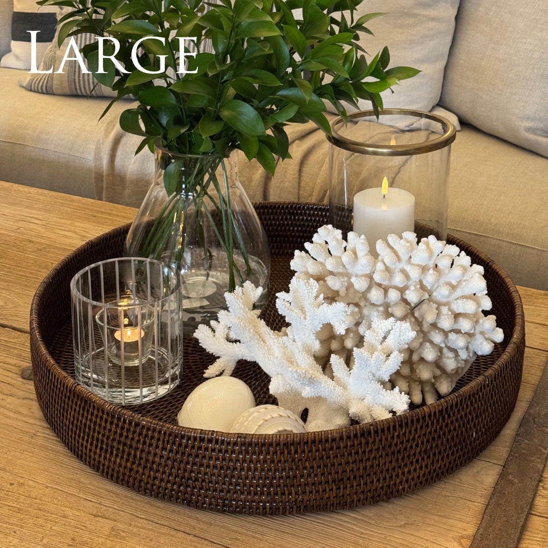 Large Round Rattan Tray | Antique Brown - Suzie Anderson Home