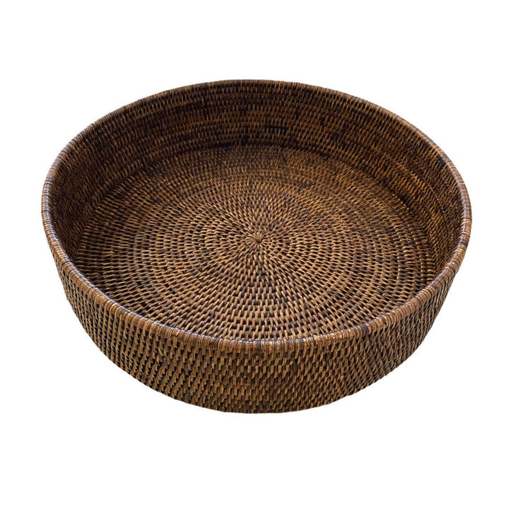 Large Round Rattan Tray | Antique Brown - Suzie Anderson Home