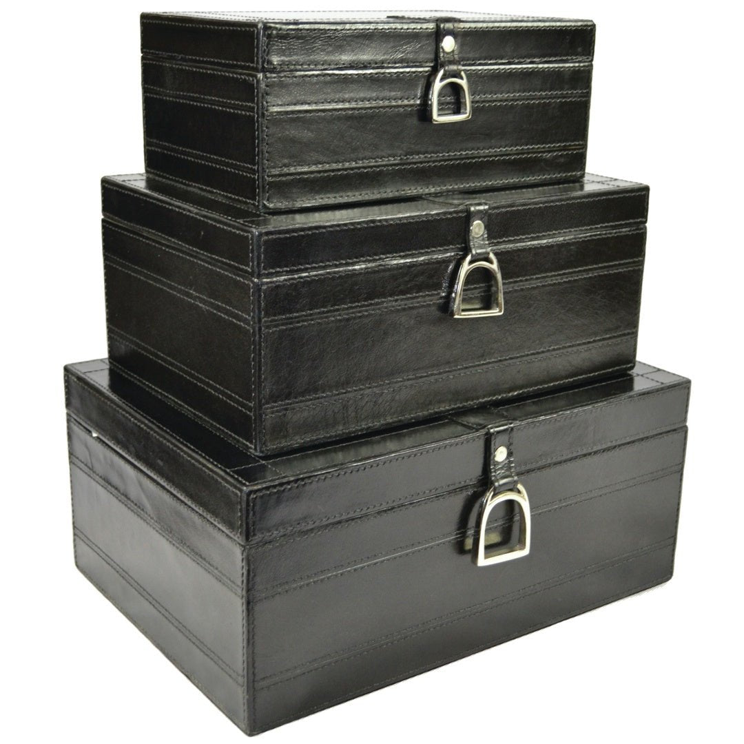 Leather Box with Stirrup | Black - Suzie Anderson Home