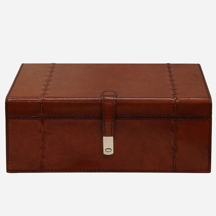 Savoy Decorative Tan Leather Box | Large