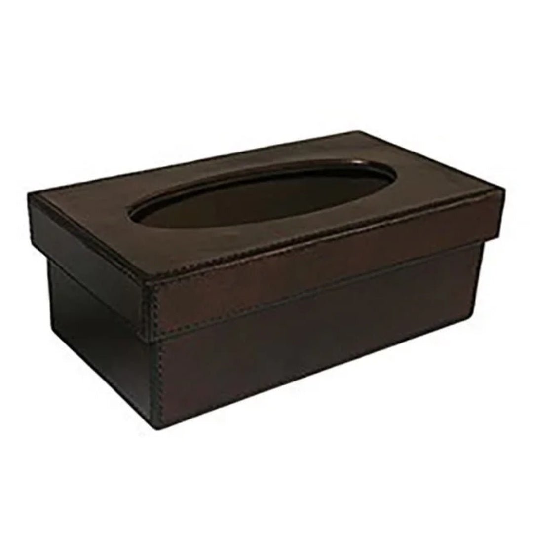 Leather Rectangular Tissue Box, Dark Brown - Suzie Anderson Home
