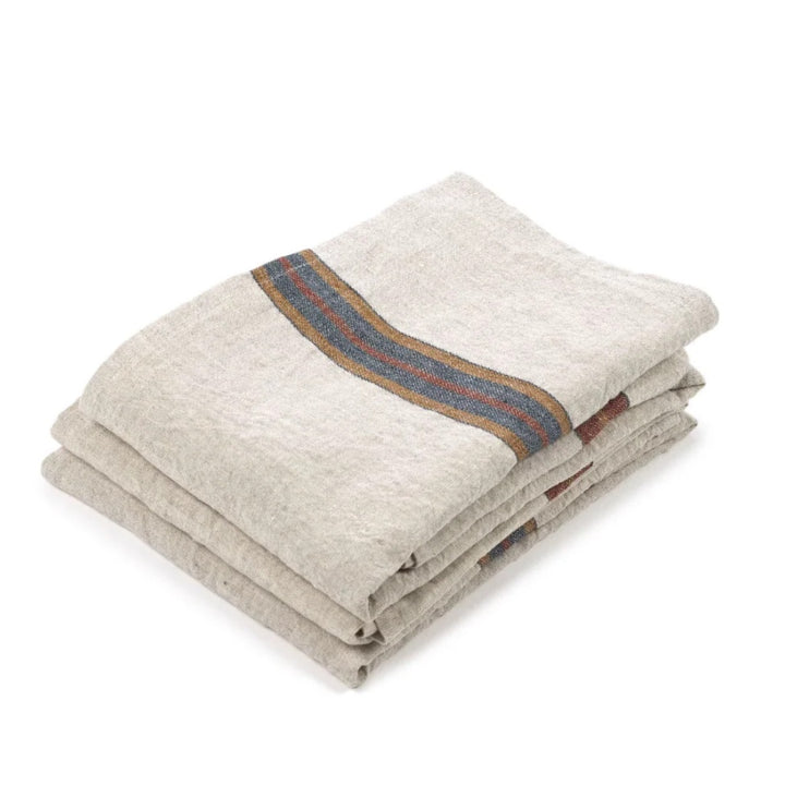 Libeco Linen | Dock Linen Tea Towel | Leather Stripe