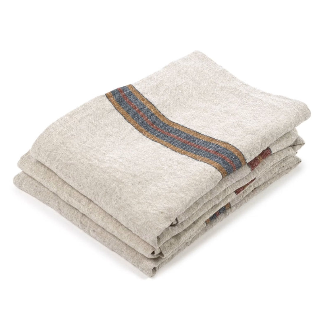 Dock Linen Tea Towel | Libeco | Leather Stripe