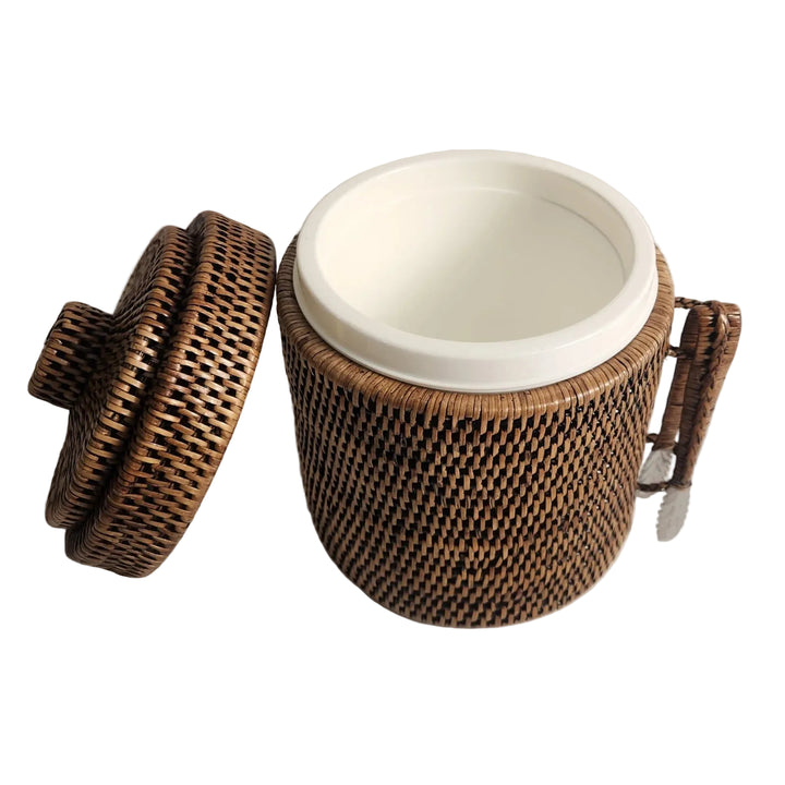 Rattan Ice Bucket with Tongs