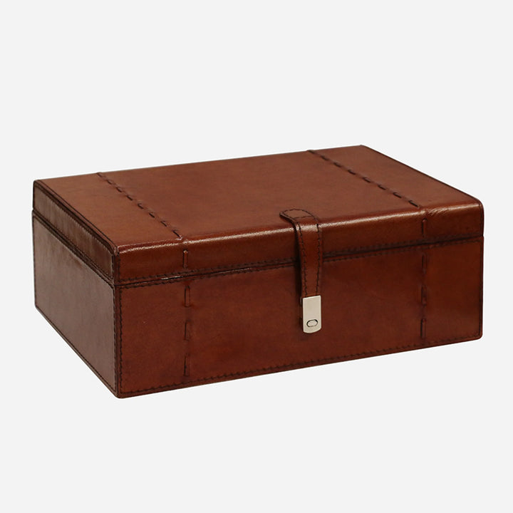 Savoy Decorative Tan Leather Box | Large