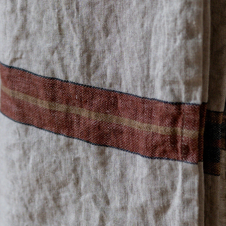 Libeco Linen | Dock Linen Tea Towel | Leather Stripe