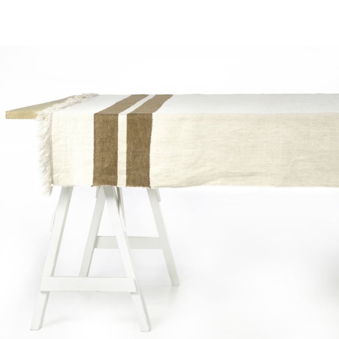 Libeco Linen Belgian Table Throw Cloth | Railway | 140 x 230cm | Washed Linen - Suzie Anderson Home
