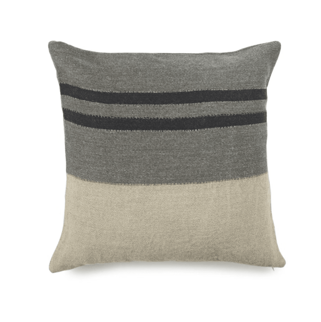 Libeco Linen Black House Stripe Charcoal Cushion Cover | Linen/Wool | 50x50cm - Suzie Anderson Home