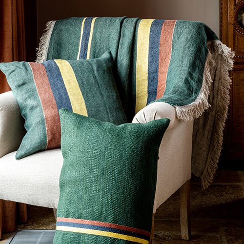 Libeco Linen Jasper Pillow Cover | 63 x 63cm | Hunter Green | Linen / Wool - Suzie Anderson Home