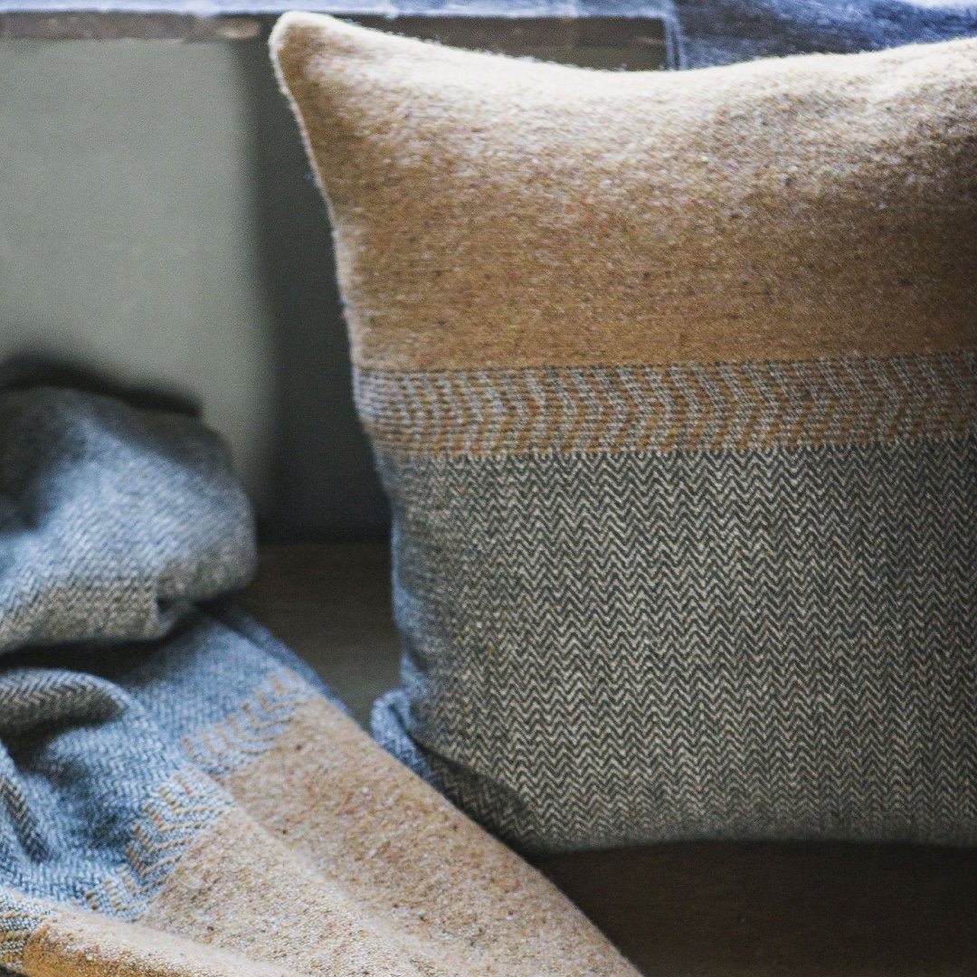 Libeco Linen Jules Cushion Cover Green Herringbone | 63x63cm - Suzie Anderson Home