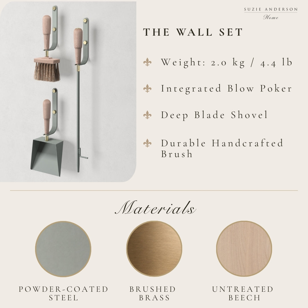 Eldvarm Emma 3-Piece Wall-Mounted Fire Tool Set | Lichen