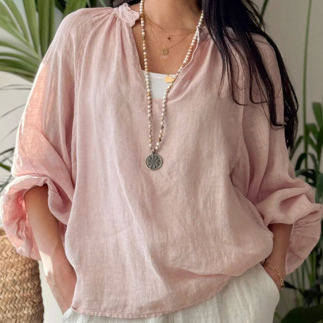 Bypias | Chessie Linen Blouse | Light Pink