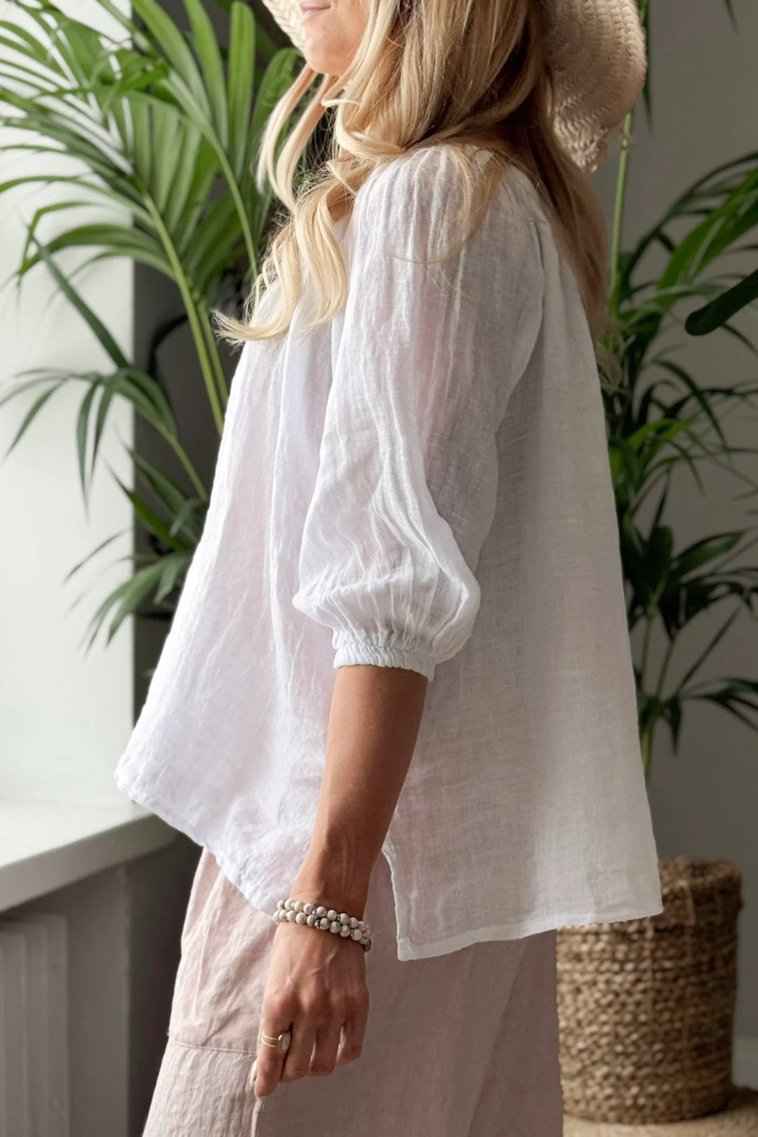 Bypias | Lily Linen Top | White