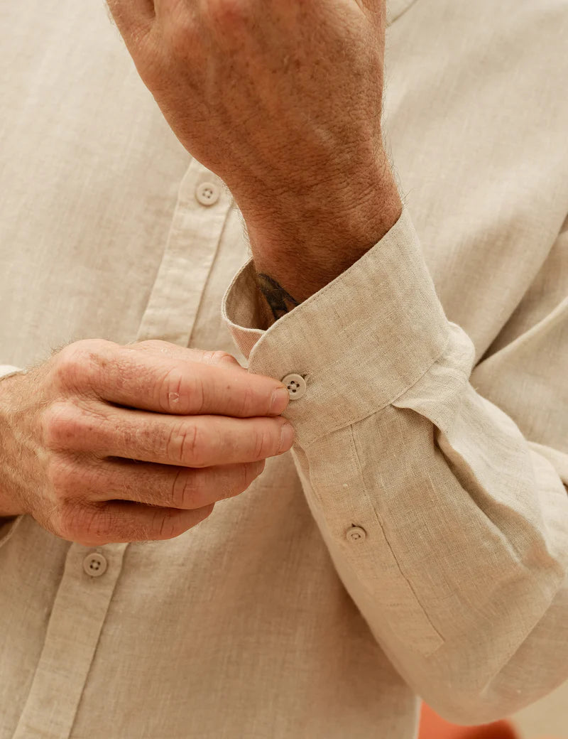 Simple | Men’s Linen Long Sleeve Shirt | Natural